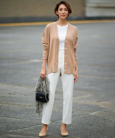 23区 L 【洗える】オーガニックコットンリブ クルーネック カットソー