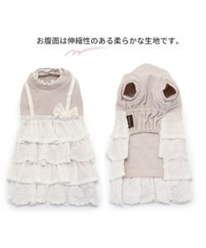 PET PARADISE 犬の服 犬 冬服 ワンピース 【小型犬】 重ね着風 ピンク ホワイト