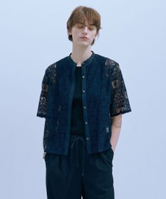 J.PRESS LADIES 【洗える】モザイクレース ハーフスリーブ ブラウス