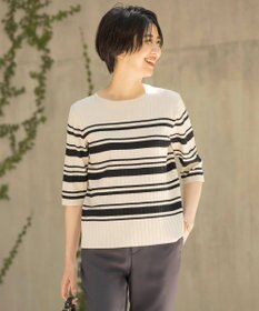 J.PRESS LADIES L 【洗える】レーヨンエリートストレッチ ボーダー ニット