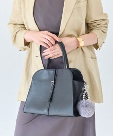 Phoebe メタルボールファーバッグチャーム　グレー