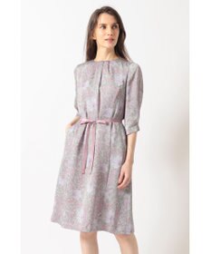 DAKS ボタニカルプリント七分袖ワンピース