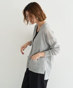 YECCA VECCA ハイゲージミドル丈Vネックカーディガン