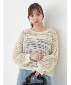 earth music&ecology スパンコールショートゆるニット