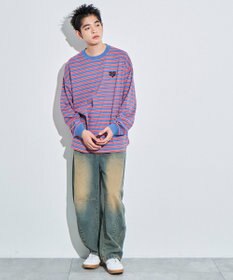 WEGO 【MLサイズ展開】ボーダーワンポイントT（LS）