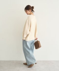 earth music&ecology 【洗濯機洗い可】アンチピリングC/Aパッチワークケーブルニット