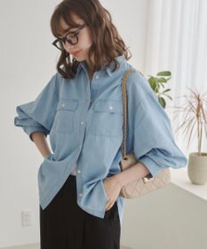 WEGO 【ANGIE VINTAGE】シアーデニムレギュラーカラーシャツ