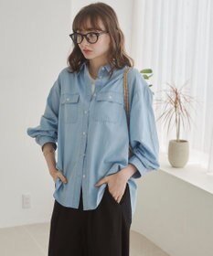 WEGO 【ANGIE VINTAGE】シアーデニムレギュラーカラーシャツ