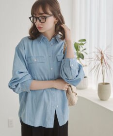WEGO 【ANGIE VINTAGE】シアーデニムレギュラーカラーシャツ