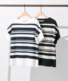 自由区 【洗える】クレープストレッチボーダー ニット