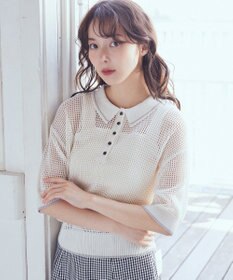 earth music&ecology メッシュポロニットプルオーバー