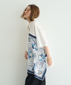 YECCA VECCA スカーフデザインアシメハーフスリーブシャツ