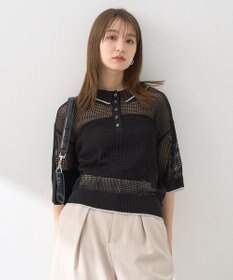 earth music&ecology メッシュポロニットプルオーバー