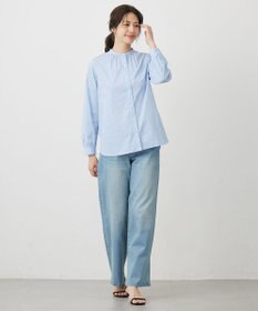 J.PRESS LADIES BEZ ドビーストライプ バンドカラー ブラウス