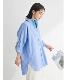 Green Parks 綿麻混タブ付オーバーサイズシャツチュニック