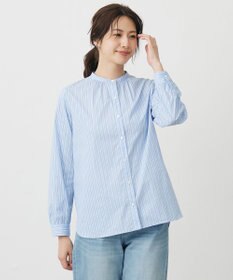 J.PRESS LADIES BEZ ドビーストライプ バンドカラー ブラウス