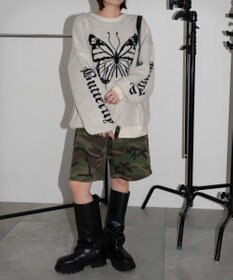 WEGO モチーフグラフィックフラッフィーニットプルオーバー