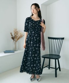 earth music&ecology レース切替フラワーロングワンピース