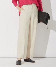 自由区 L 【洗える・ストレッチ素材】リネンヴィスコース ストレッチ カーゴパンツ