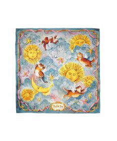 MOONBAT PAUL&JOE ACCESSOIRES(ポール & ジョー) シルクスカーフ 空 オーステルリッツ記念柱 ネコと毛糸 気球 65cm×65cm 手洗いOK