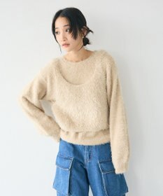 CRAFT STANDARD BOUTIQUE 洗える/ビスチェ付きシャギーニットプルオーバー