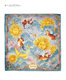 MOONBAT PAUL&JOE ACCESSOIRES(ポール & ジョー) シルクスカーフ 空 オーステルリッツ記念柱 ネコと毛糸 気球 65cm×65cm 手洗いOK