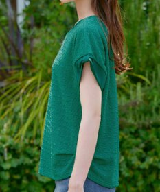 Tiaclasse 【洗える】ふくれジャカードカフス付きカットソー