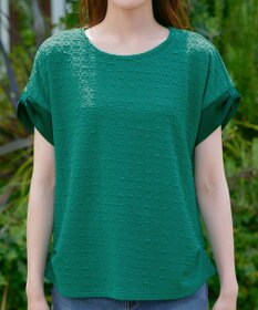 Tiaclasse 【洗える】ふくれジャカードカフス付きカットソー