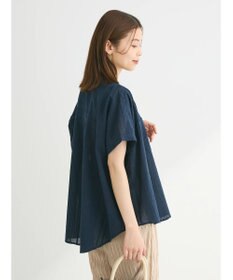 Green Parks インド綿  バンドカラーデザイン５分袖シャツ