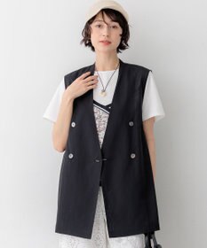 23区 【先行予約】ライトシアーマットクロス ノーカラー ジレ
