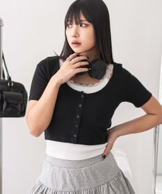 WEGO レースキャミレイヤード風ちびT