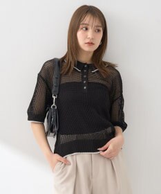 earth music&ecology メッシュポロニットプルオーバー