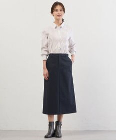 J.PRESS LADIES BEZコットンナイロン ストライプ シャツカラー ブラウス