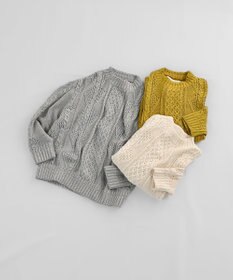 muuc 〈オーガニックコットン〉〈高品質スーピマ超長綿〉ローゲージニット アラン模様セーター