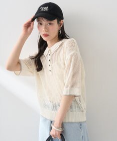 earth music&ecology メッシュポロニットプルオーバー