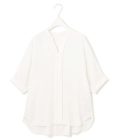 ICB 【新色追加・接触冷感・UVケア・速乾・洗える】BackSatinAmunzen  5分袖 キーネックブラウス