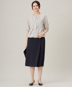 自由区 S 【洗える】ロイヤルシフォンドレープタイ半袖 ブラウス