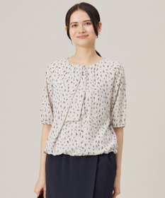 自由区 S 【洗える】ロイヤルシフォンドレープタイ半袖 ブラウス