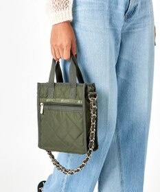 LeSportsac CHAIN MINI N/S TOTE/ダークオリーブチェーンキルト