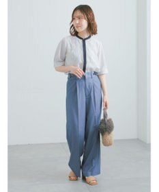 Te chichi フロントレース5分袖ブラウス