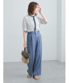 Te chichi フロントレース5分袖ブラウス