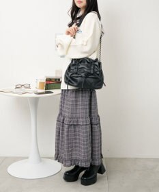 WEGO ギャザーリボンフラップバッグ