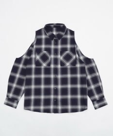 WEGO オープンショルダーチェックBIGシャツ