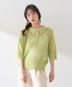 earth music&ecology メッシュポロニットプルオーバー