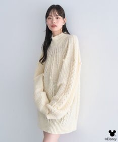 earth music&ecology 【予約】Disney/ポイントミッキーケーブルニット