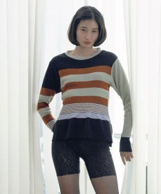 TRICOTE ボーダーリブニット