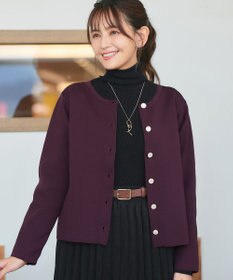 Tiaclasse L 【洗える】スポンジニットパールボタンカーディガン