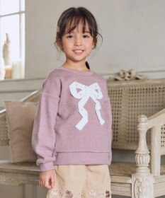 ANY KIDS リボン ニットソー トレーナー ピンク