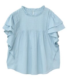 earth music&ecology フリルピンタック半袖ブラウス