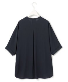 ICB 【新色追加・接触冷感・UVケア・速乾・洗える】BackSatinAmunzen  5分袖 キーネックブラウス